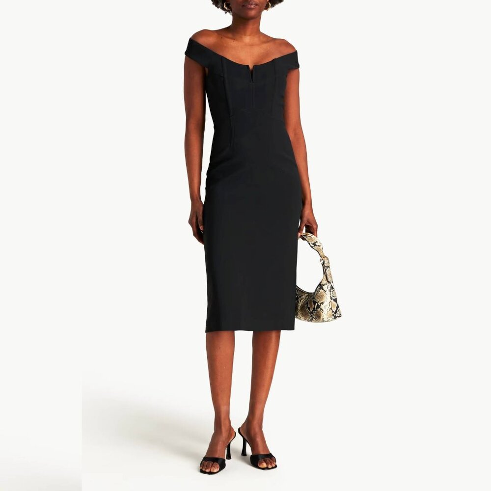 Dion Lee Black Stretch-Cady Off-Shoulder Midi Dress